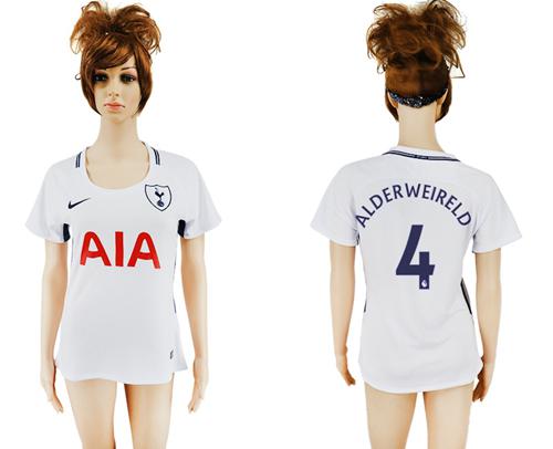 Women's Tottenham Hotspur #4 Alderweireld Home Soccer Club Jersey - Click Image to Close